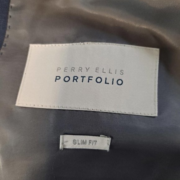 PERRY Ellis Portfolio Slim Fit Blue Suit Jacket Size 46R‎ - Picture 9 of 9